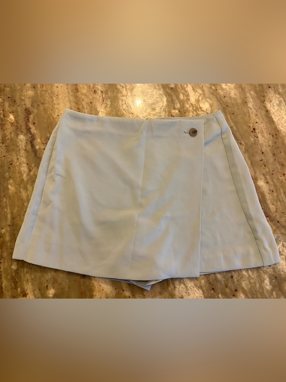 LOFT Pale Blue Wrap-Front Mini Skort